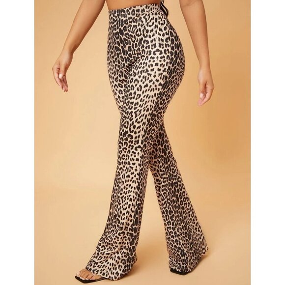 high rise leopard print flared pants - Picture 1 of 2